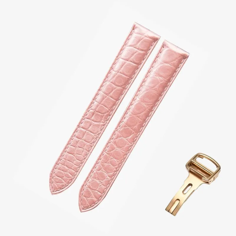 WATCHESMATE Pink Leather Strap for Cartier Tank Collection Watches