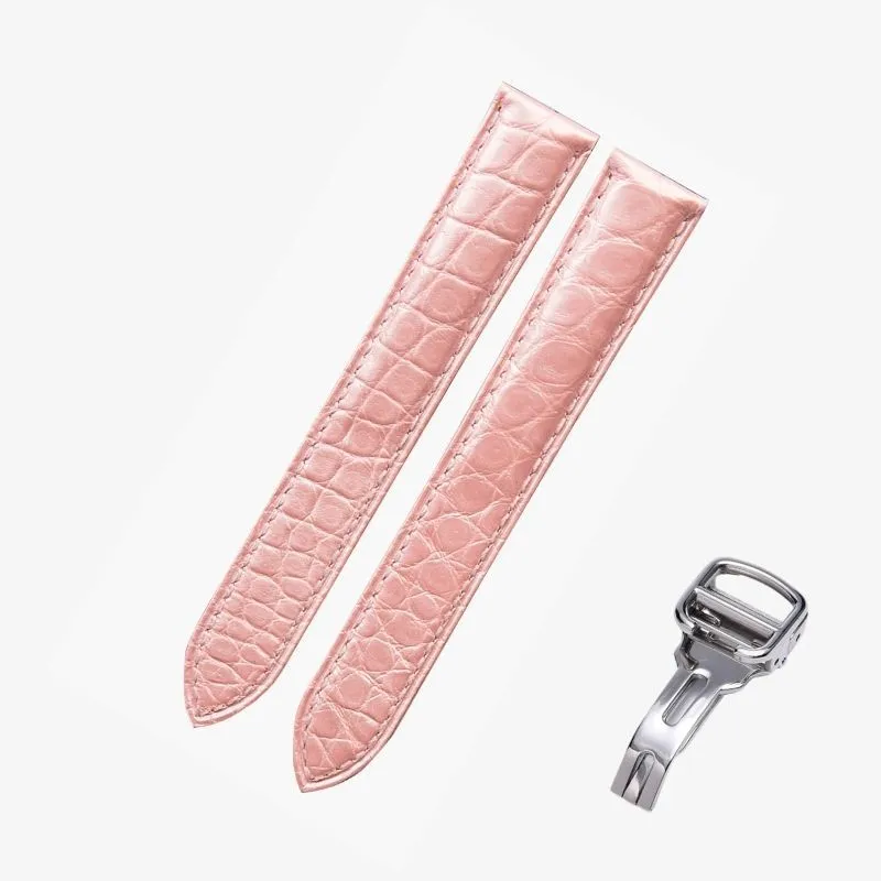 WATCHESMATE Pink Leather Strap for Cartier Tank Collection Watches
