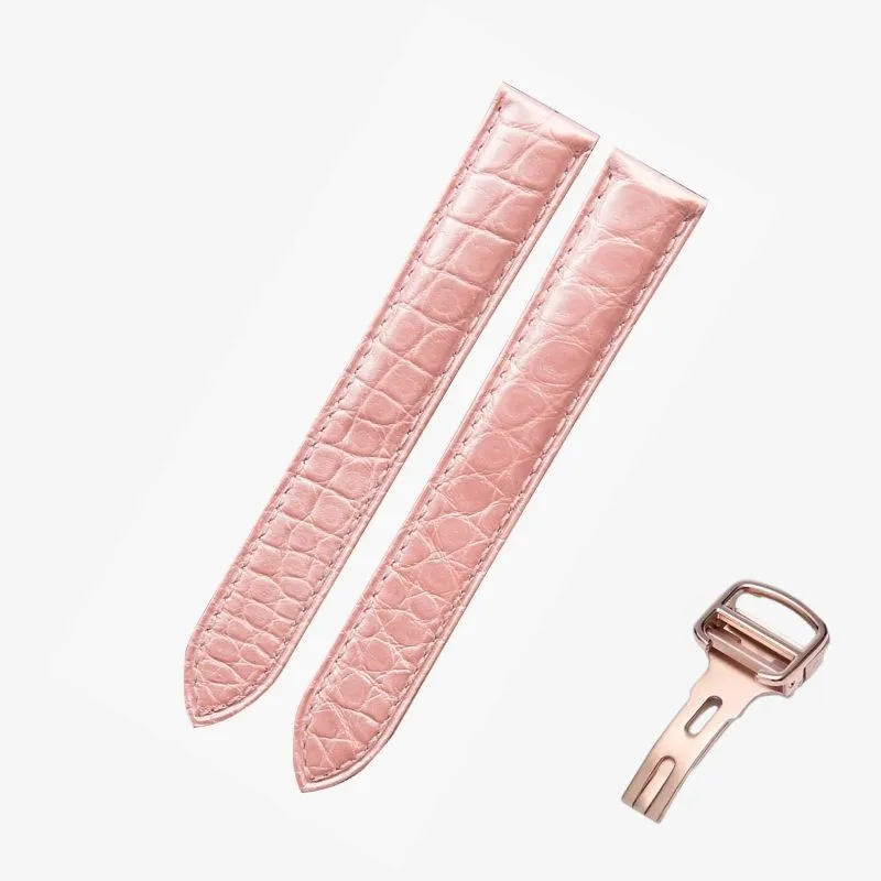 WATCHESMATE Pink Leather Strap for Cartier Tank Collection Watches