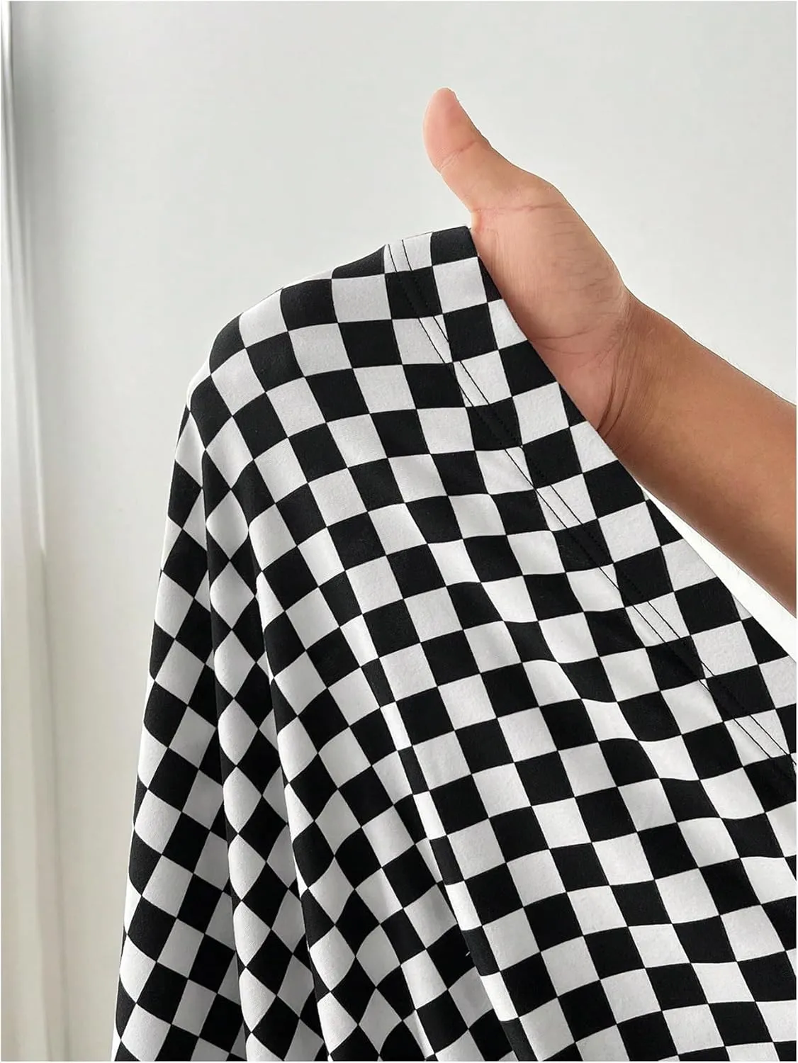 WDIRARA Women's Plus Size Checkered Ruched Midi Skirt High Waist Split Thigh Pencil Skirts