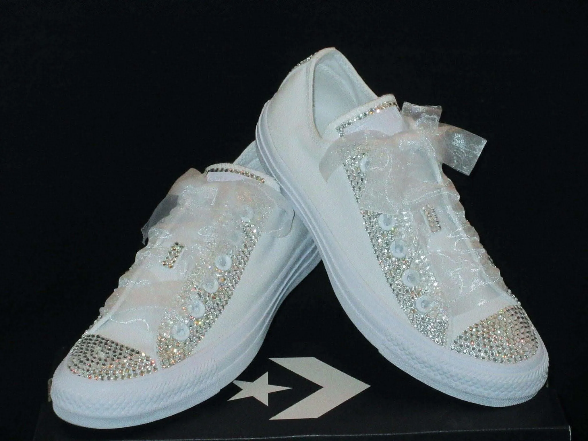 Wedding Bridal Custom Converse- Bride Converse- Crystal Converse.