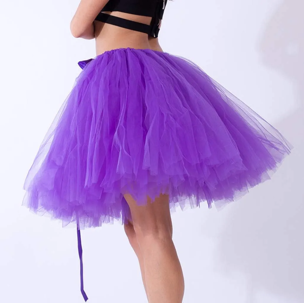White Tulle Skirts for Women Midi Length Womens Pleated Short Skirt Adult Tutu Purple Tulle Skirt for Women Plus