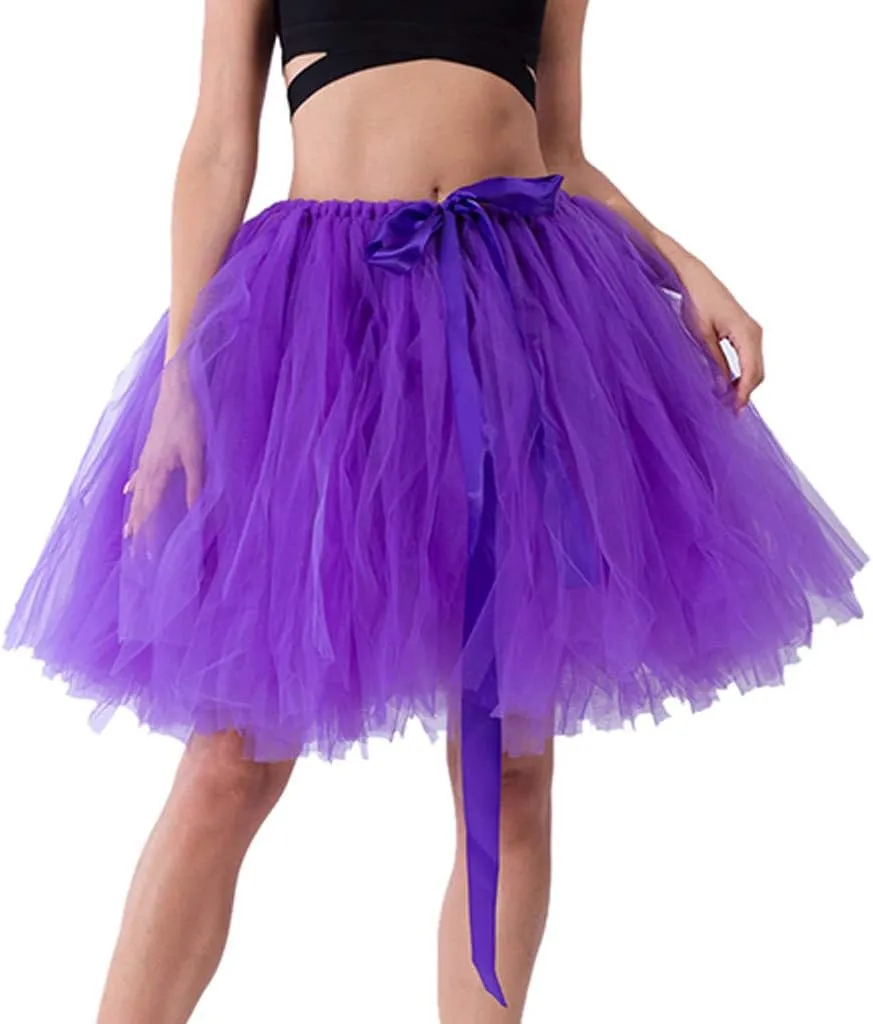 White Tulle Skirts for Women Midi Length Womens Pleated Short Skirt Adult Tutu Purple Tulle Skirt for Women Plus