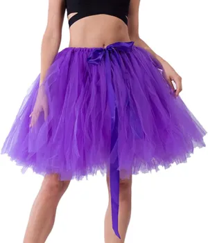 White Tulle Skirts for Women Midi Length Womens Pleated Short Skirt Adult Tutu Purple Tulle Skirt for Women Plus