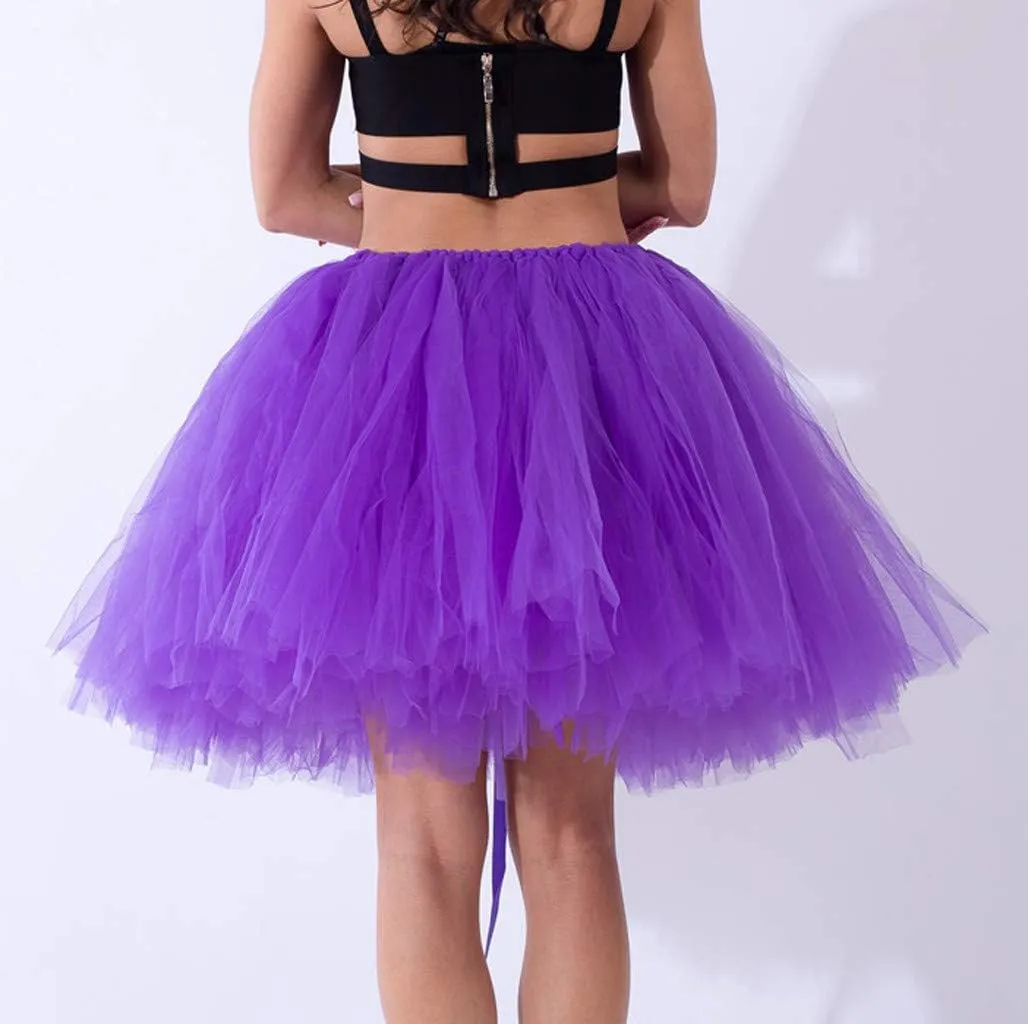 White Tulle Skirts for Women Midi Length Womens Pleated Short Skirt Adult Tutu Purple Tulle Skirt for Women Plus