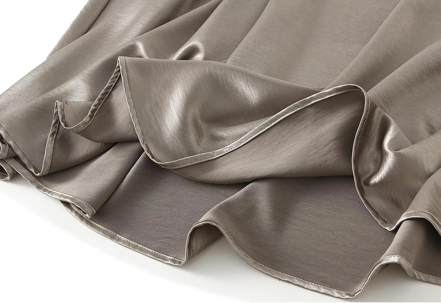 Women A-Line Pleated Maxi Silk Skirts Satin Long Flowy Work Party Cocktail Midi Skirt