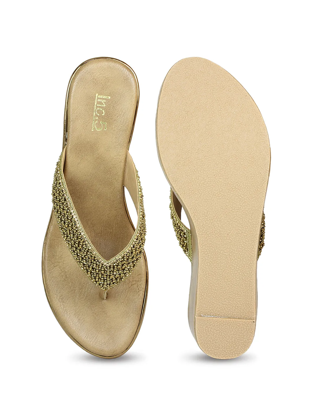 Women Antique Embellished Ethnic Wedge Sandals