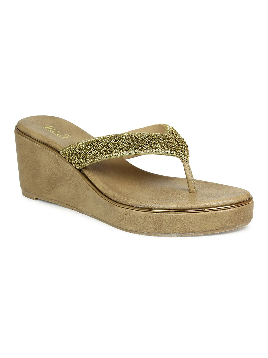 Women Antique Embellished Ethnic Wedge Sandals