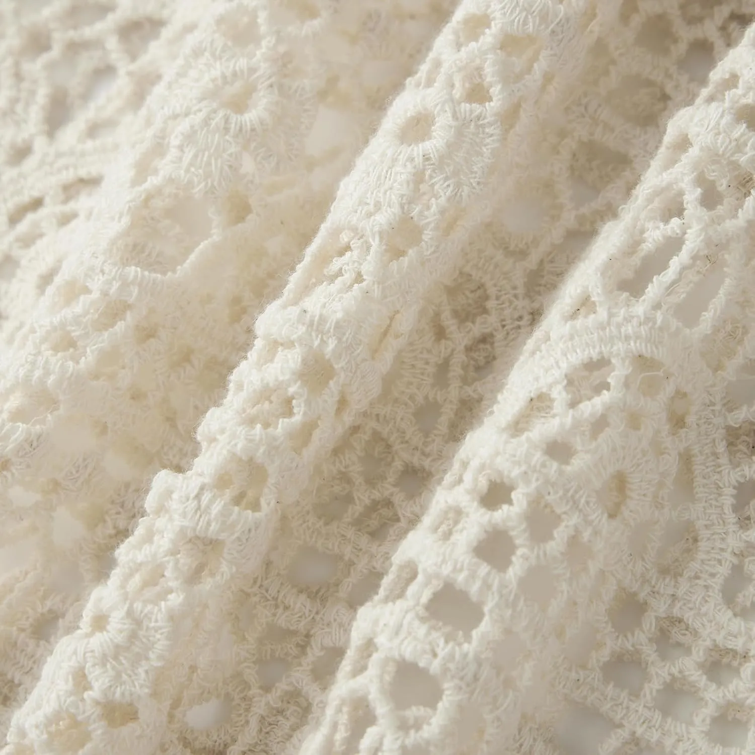 Women Bohemia Long Skirts Beach Vintage Crochet Hollow Out High Waist Skirt A-Line Ruffled Elastic Knit Skirts