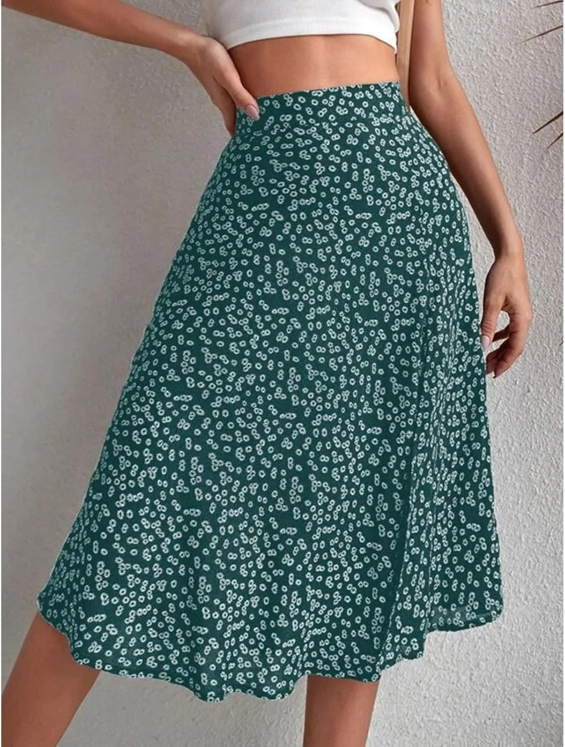 Women Boho Floral Skirts Slit Summer Flowy Split Maxi Skirt Lightweight High Waist A Line Skirts Beach Clothes