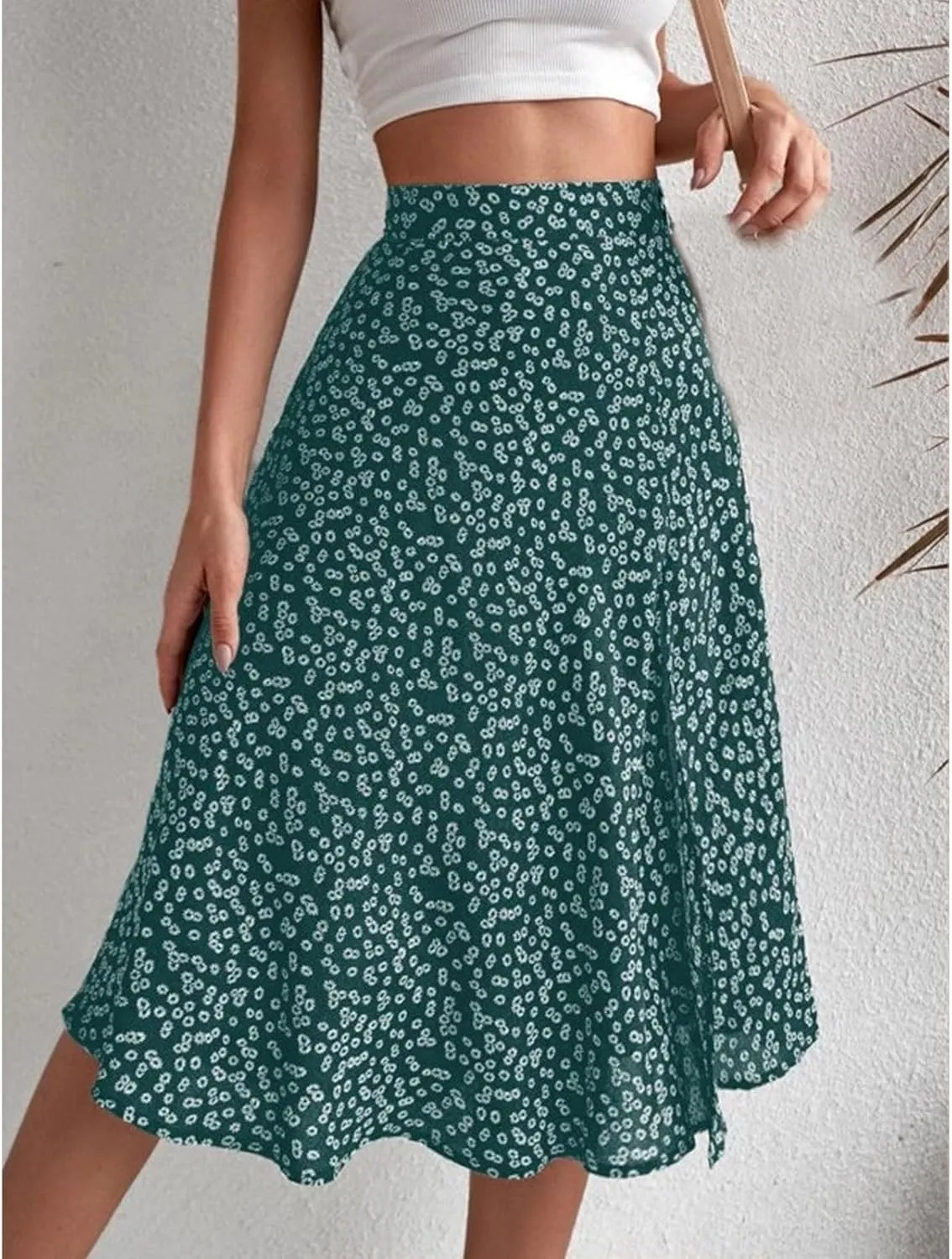Women Boho Long Skirts Casual High Waist Floral Print Skirt Low Split Summer Beach Midi Wrap Skirts