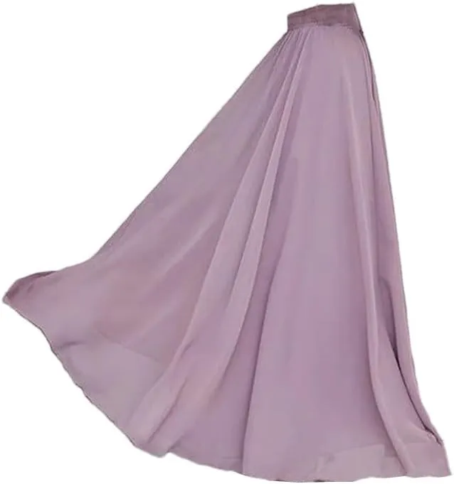 Women Chiffon Long Skirt Spring Summer Office Lady All-Match High Waist Slim Casual Midi Skirts