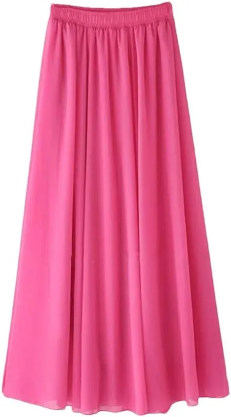 Women Chiffon Long Skirt Spring Summer Office Lady All-Match High Waist Slim Casual Midi Skirts
