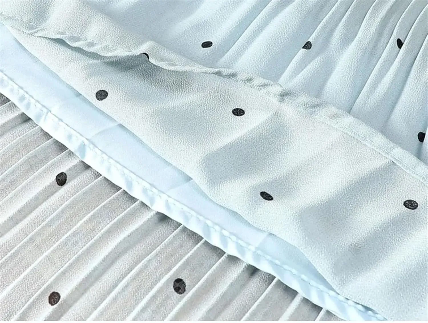 Women Dot Pleated Skirts Summer High Waist Midi Office Skirt High Street Elastic Waist Skirt