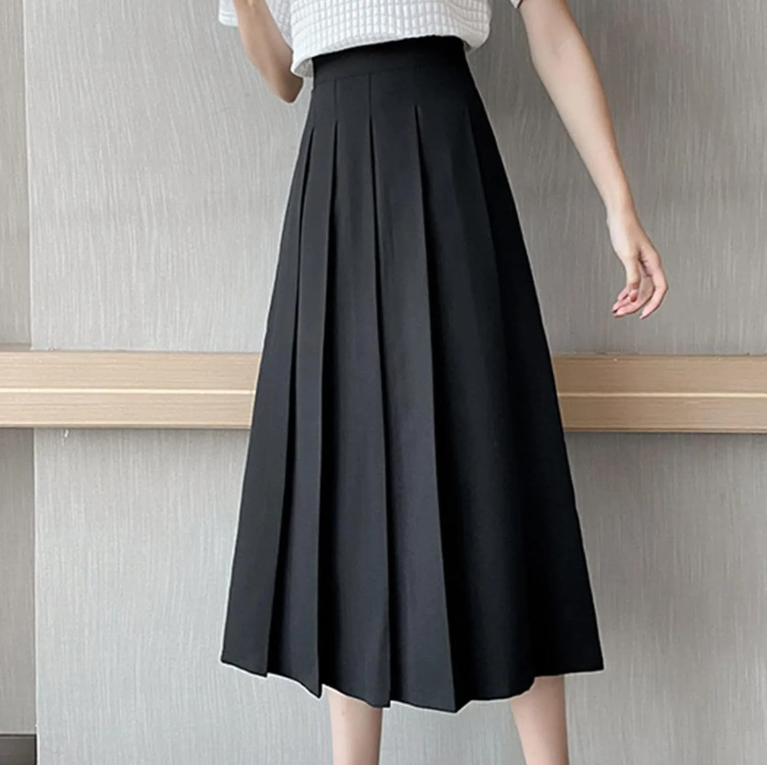 Women Girls Long High Waist Plain Pleated Skirt Skater Tennis School Uniform A-line Midi Skirts 2025 Trendy Skirts