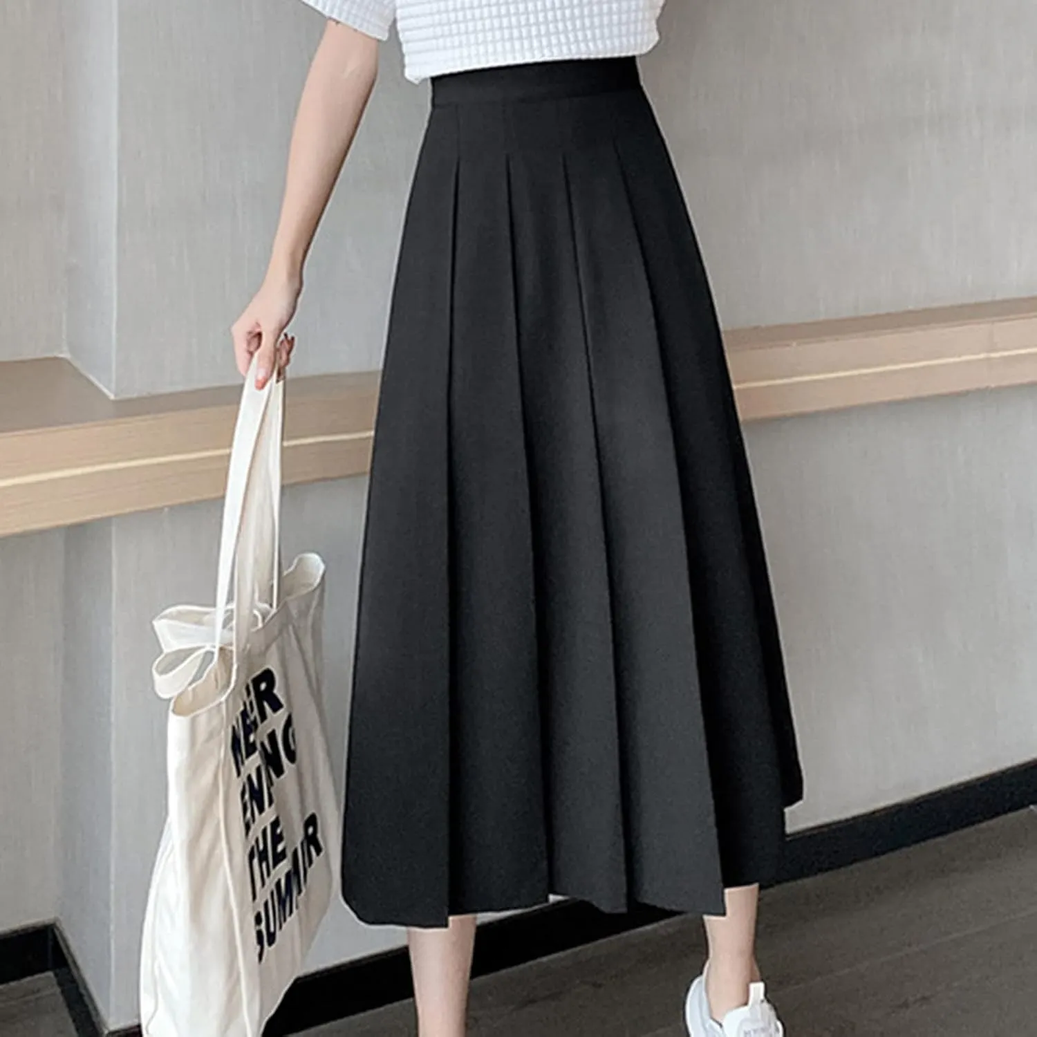 Women Girls Long High Waist Plain Pleated Skirt Skater Tennis School Uniform A-line Midi Skirts 2025 Trendy Skirts