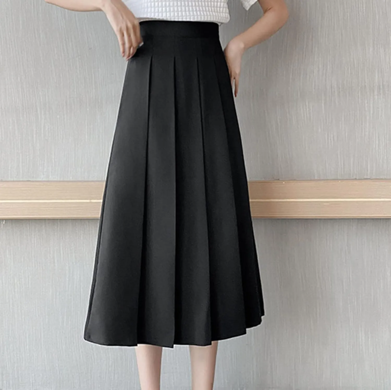 Women Girls Long High Waist Plain Pleated Skirt Skater Tennis School Uniform A-line Midi Skirts 2025 Trendy Skirts