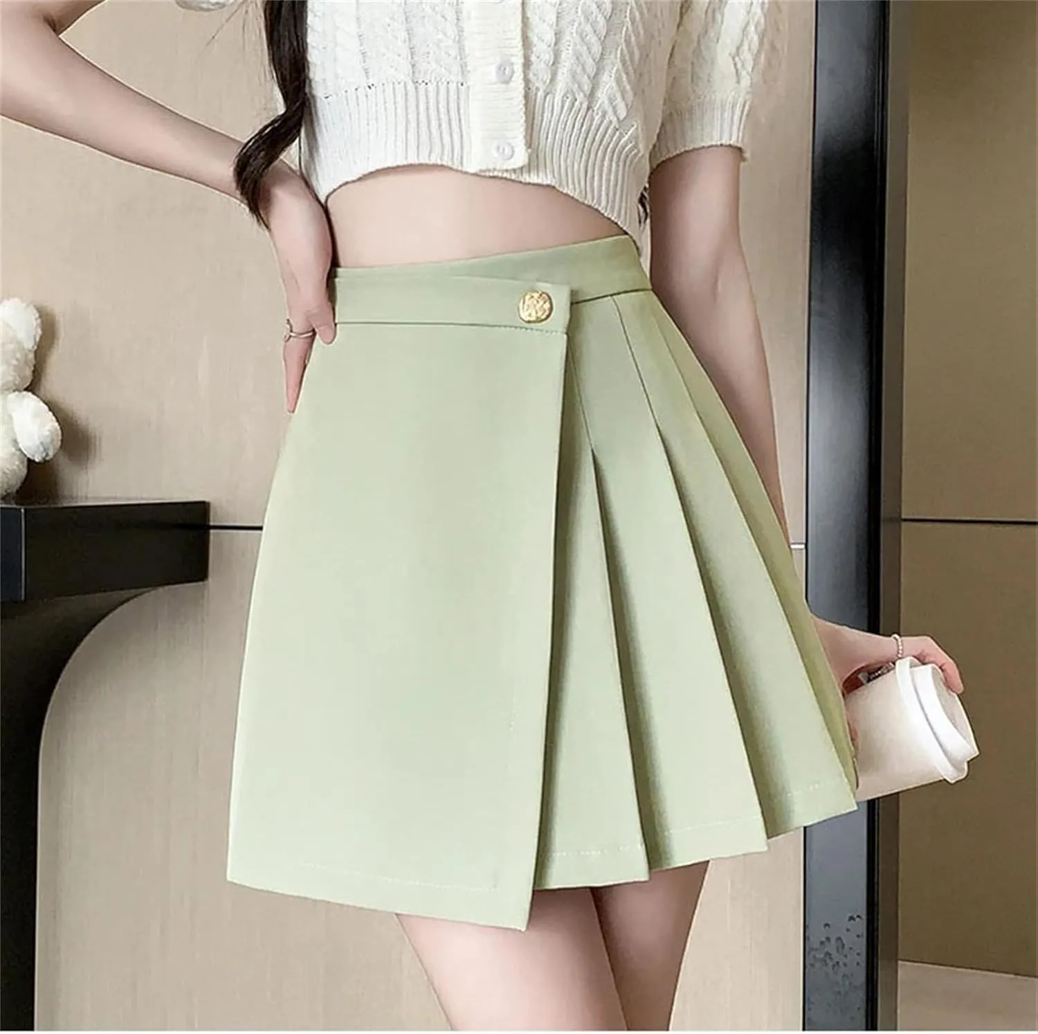 Women High Waist A-Line Mini Pleated Skirts Fashion Irregular Short Skirts Woman Casual Skirt