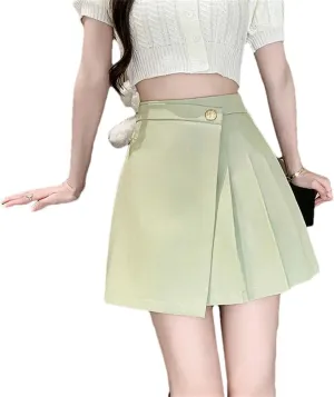 Women High Waist A-Line Mini Pleated Skirts Fashion Irregular Short Skirts Woman Casual Skirt