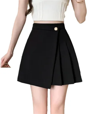 Women High Waist A-Line Mini Pleated Skirts Fashion Irregular Short Skirts Woman Casual Skirt
