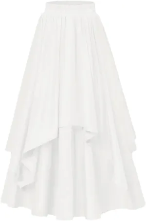 Women High Waisted Vintage Dual-Layer Long Swing Skirt Elastic Waist Loose A-Line Maxi Skirt