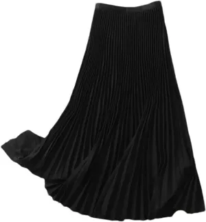 Women Long Pleated Skirts Elastic Band Fashion A Line Elegant Office Ladies Midi Skirt