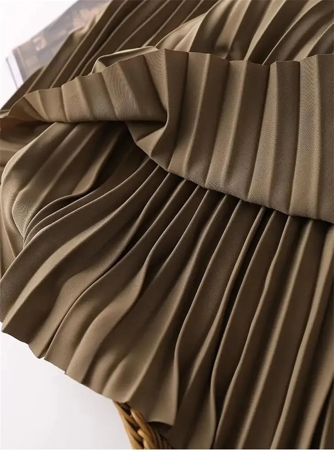 Women Long Pleated Skirts Elastic Band Fashion A Line Elegant Office Ladies Midi Skirt