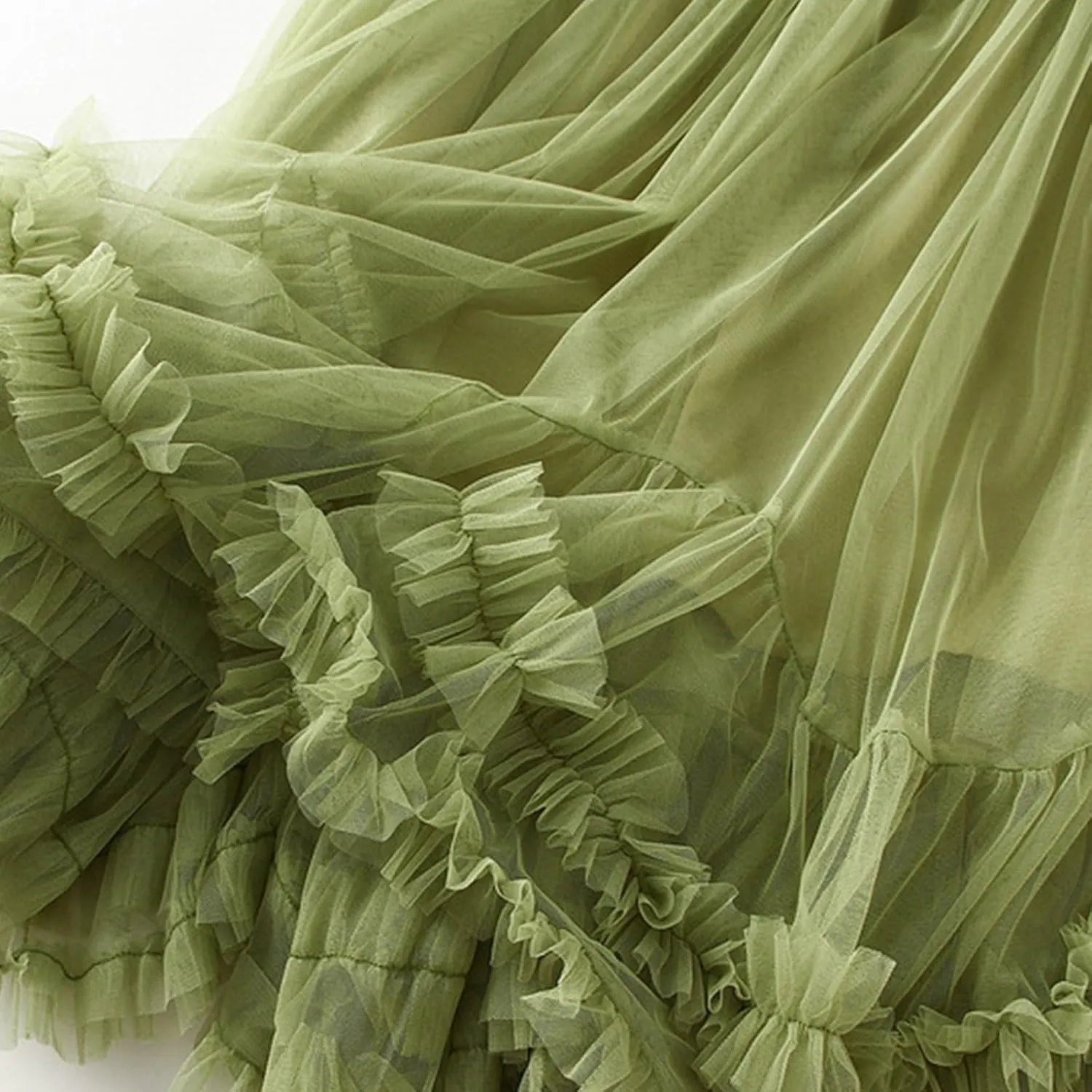Women Maxi Tutu Tulle Skirt Elastic High Waist Layered Skirt Mesh A-Line Midi Skirt Pleated Cocktail Party Skirts