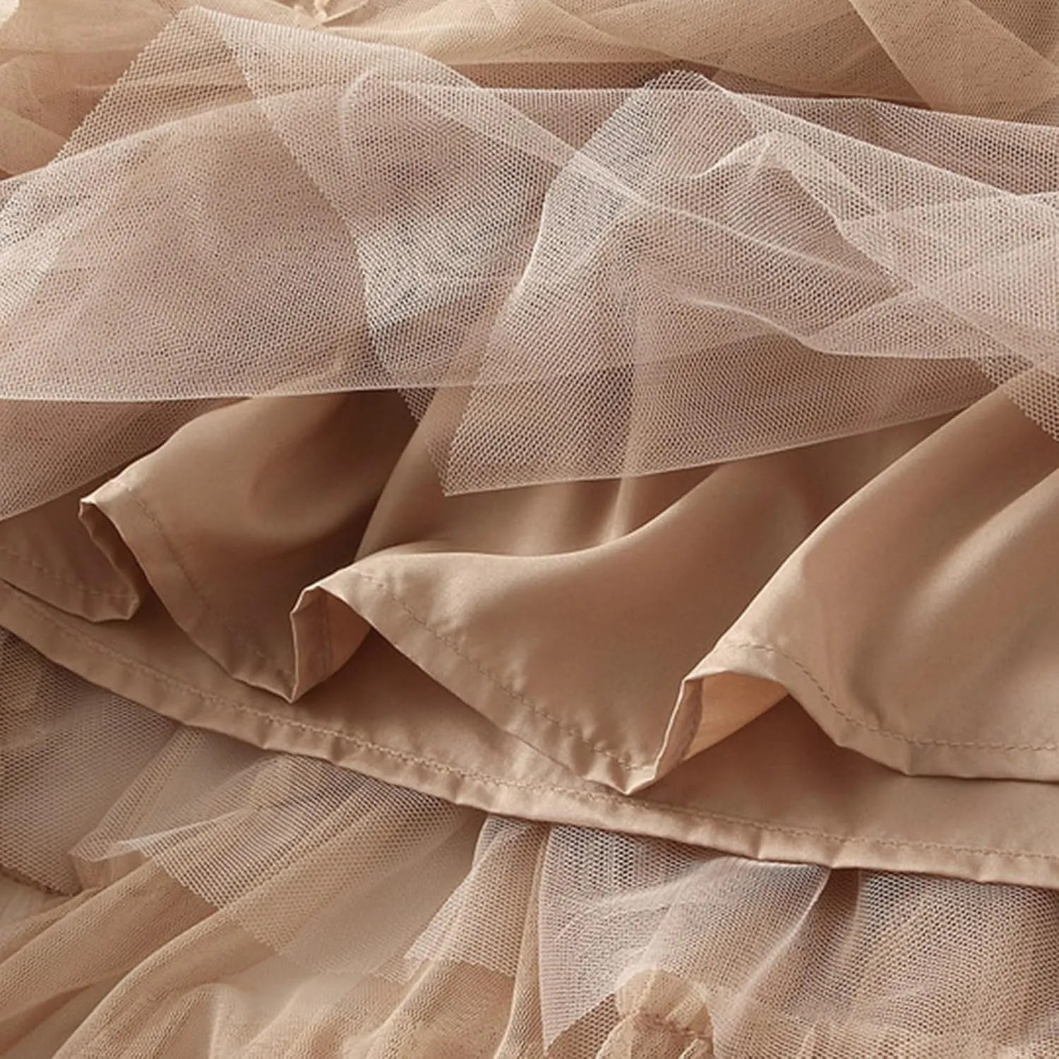 Women Maxi Tutu Tulle Skirt Elastic High Waist Layered Skirt Mesh A-Line Midi Skirt Pleated Cocktail Party Skirts