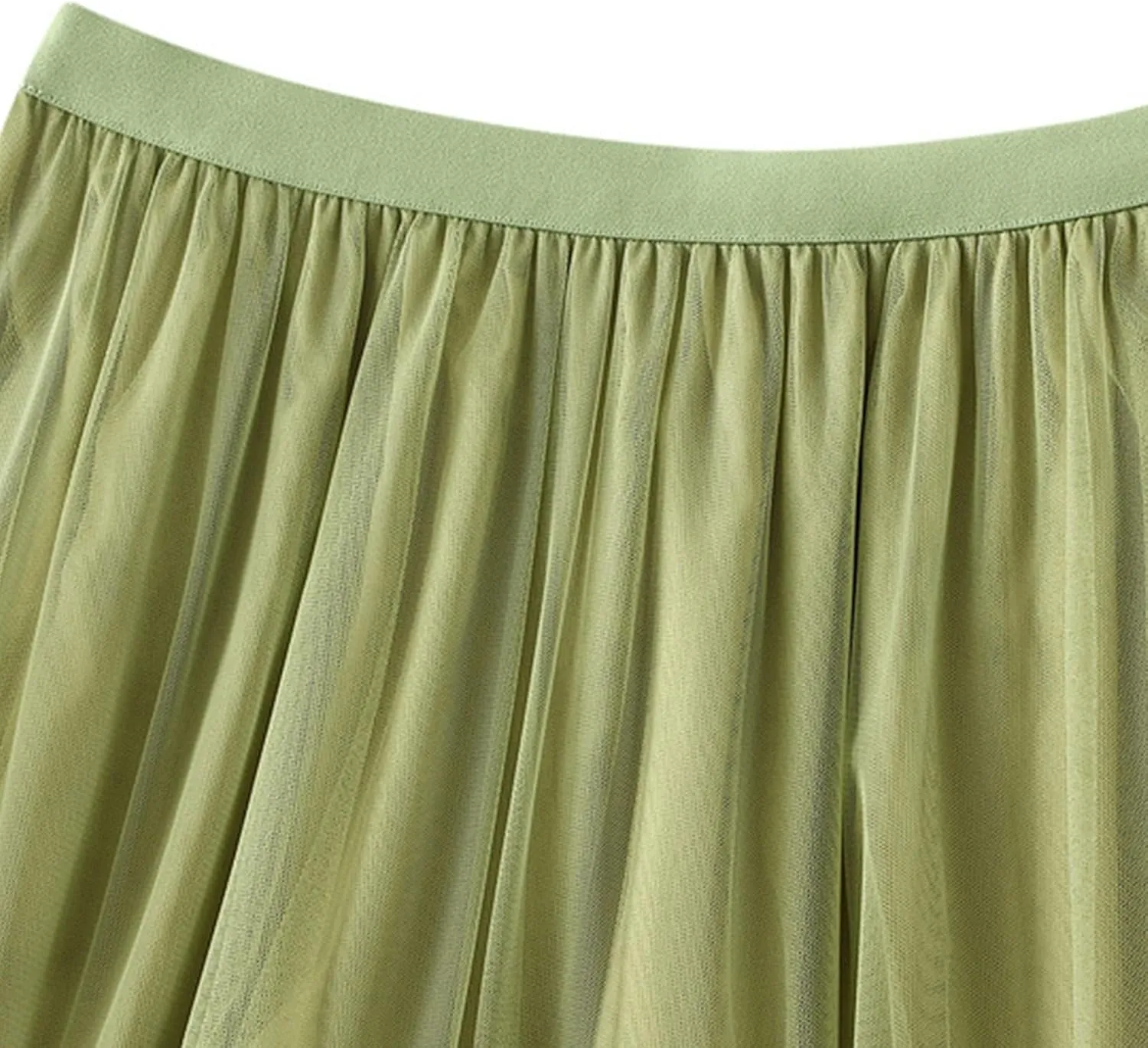 Women Maxi Tutu Tulle Skirt Elastic High Waist Layered Skirt Mesh A-Line Midi Skirt Pleated Cocktail Party Skirts