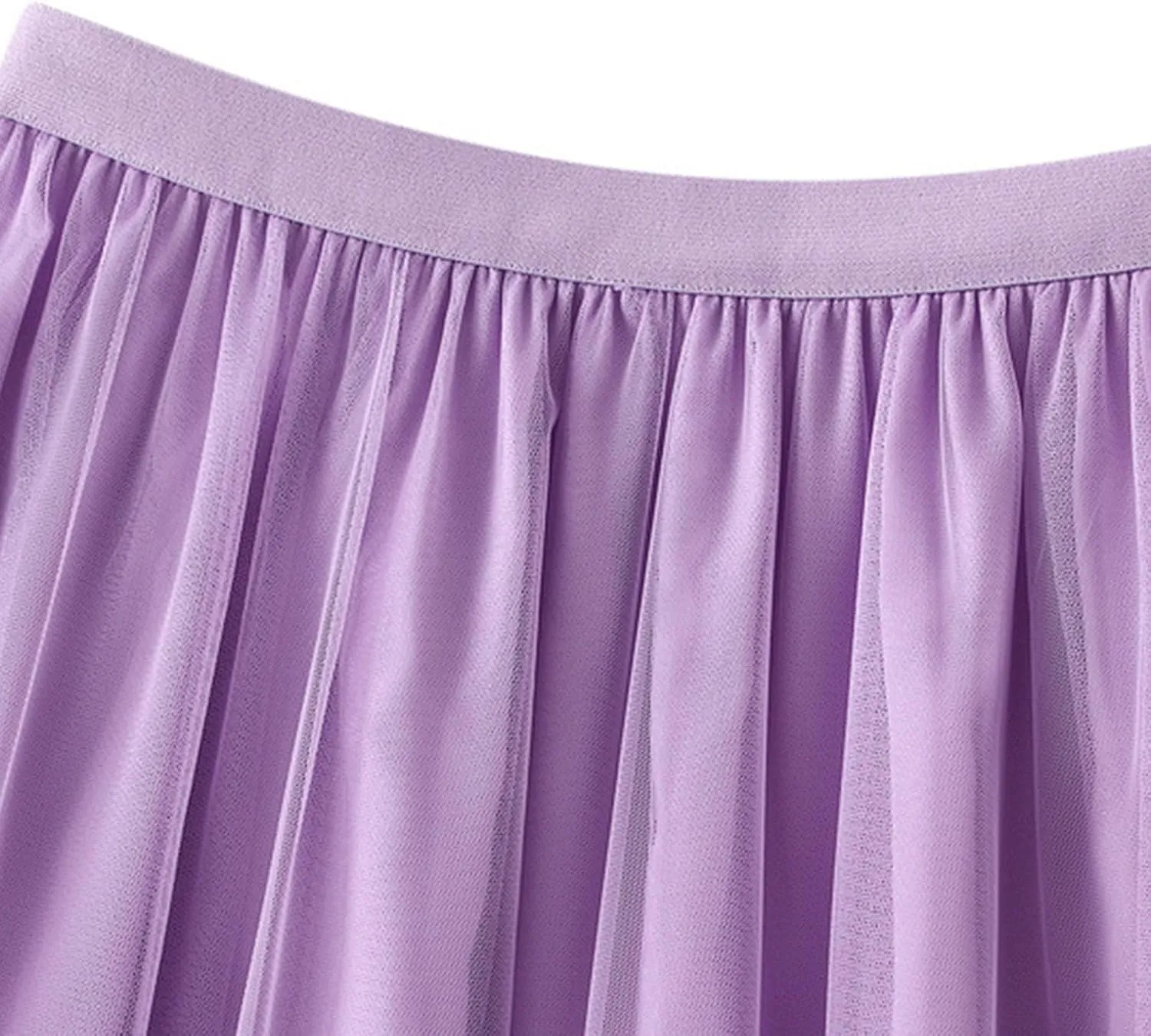 Women Maxi Tutu Tulle Skirt Elastic High Waist Layered Skirt Mesh A-Line Midi Skirt Pleated Cocktail Party Skirts