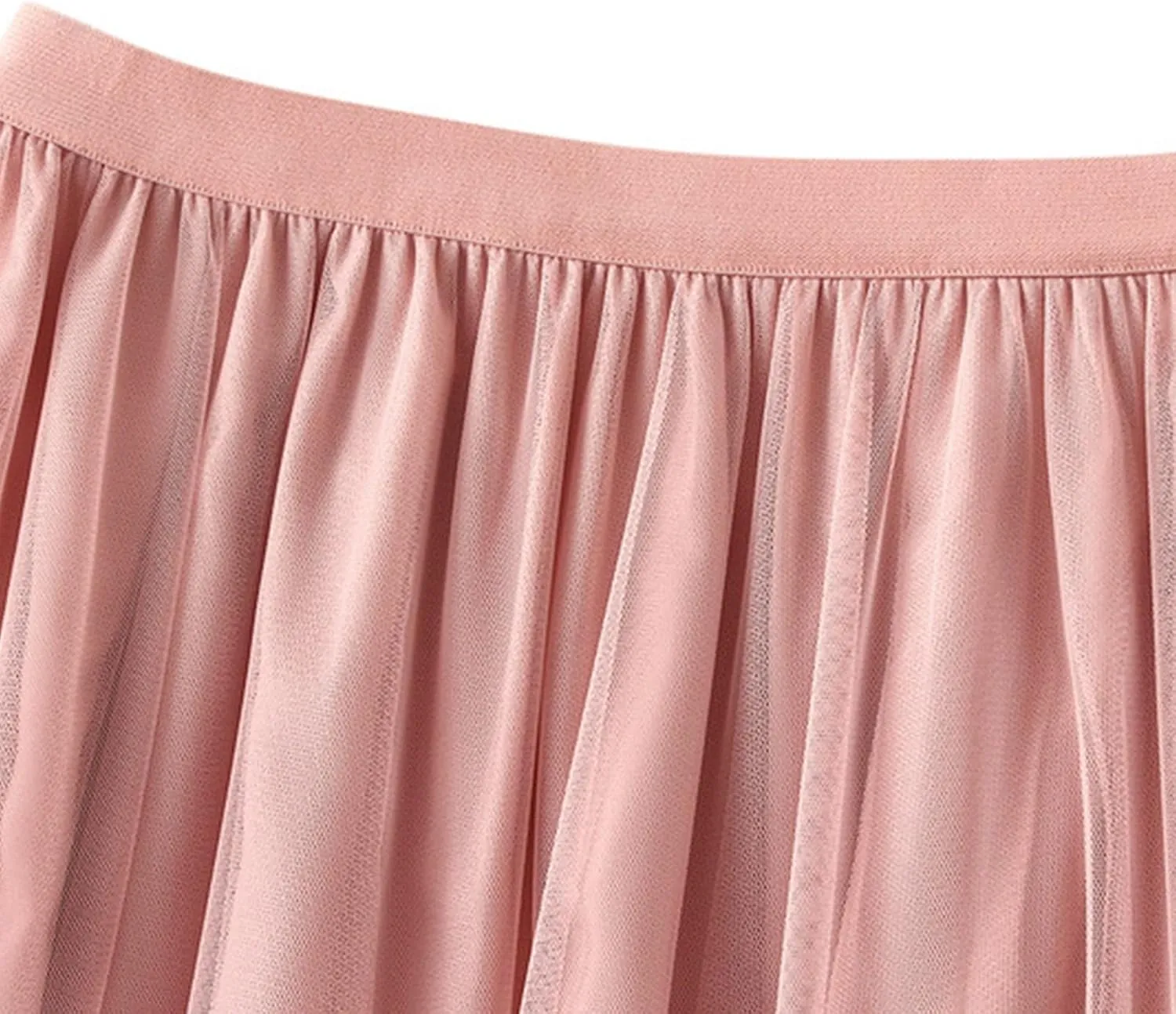 Women Maxi Tutu Tulle Skirt Elastic High Waist Layered Skirt Mesh A-Line Midi Skirt Pleated Cocktail Party Skirts