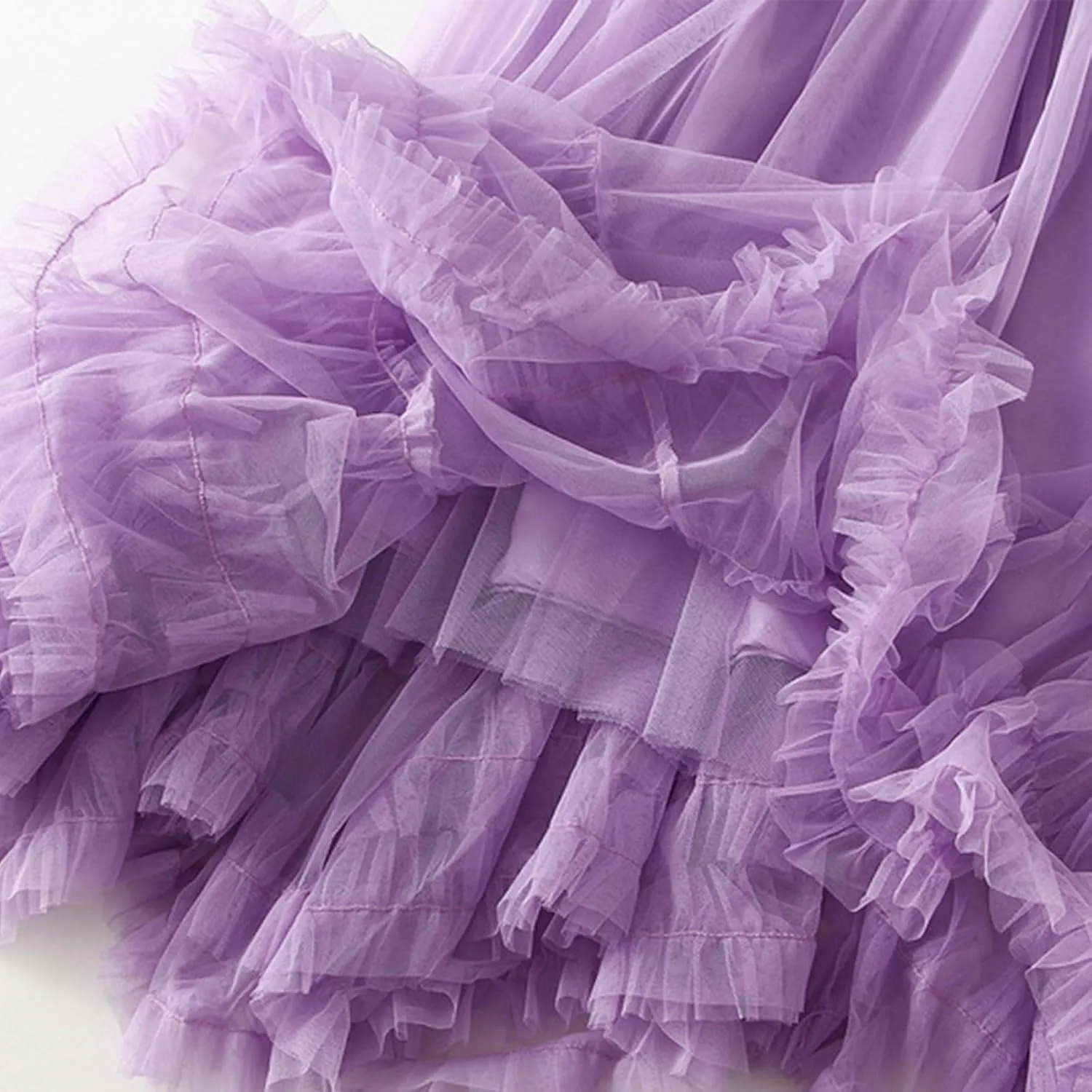 Women Maxi Tutu Tulle Skirt Elastic High Waist Layered Skirt Mesh A-Line Midi Skirt Pleated Cocktail Party Skirts