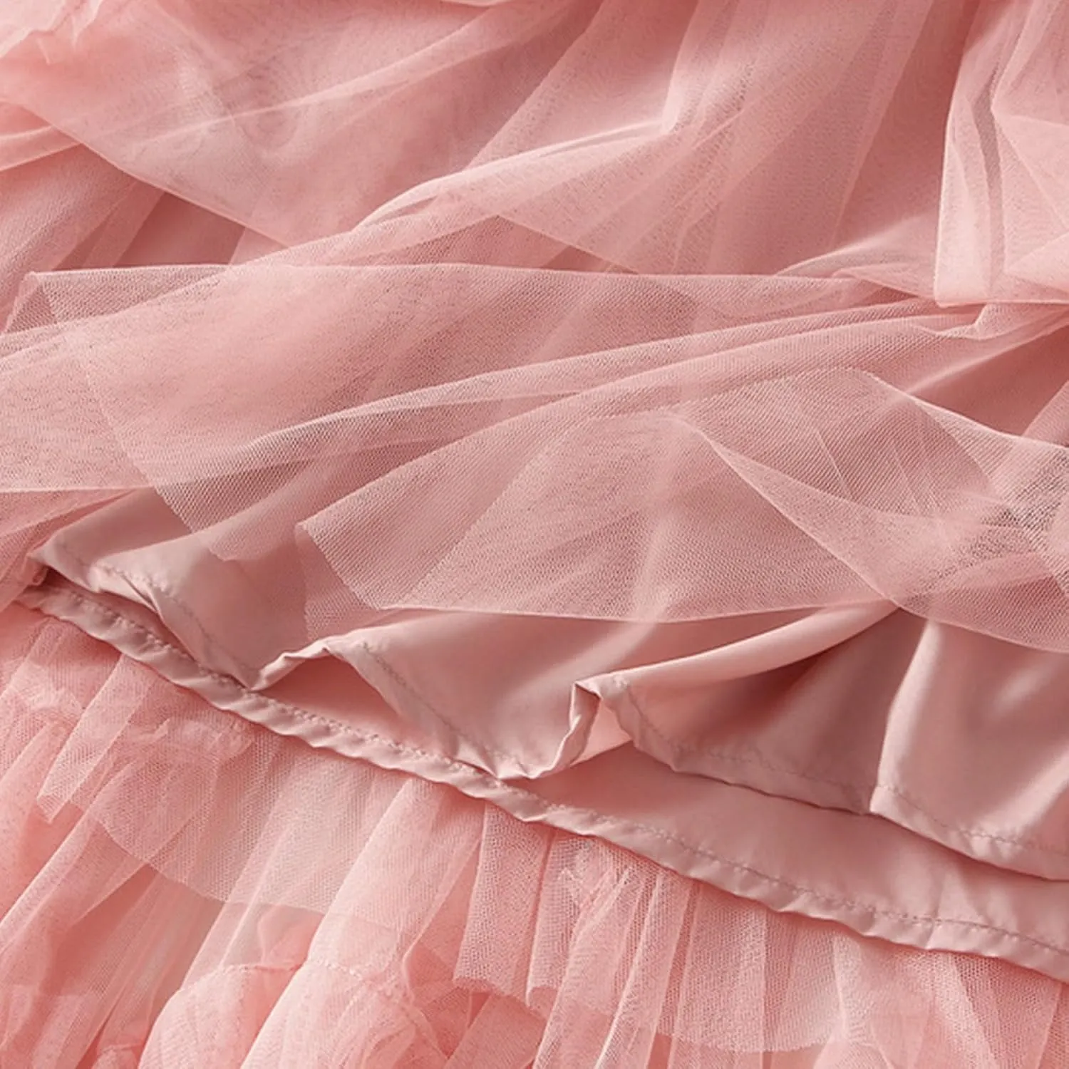 Women Maxi Tutu Tulle Skirt Elastic High Waist Layered Skirt Mesh A-Line Midi Skirt Pleated Cocktail Party Skirts