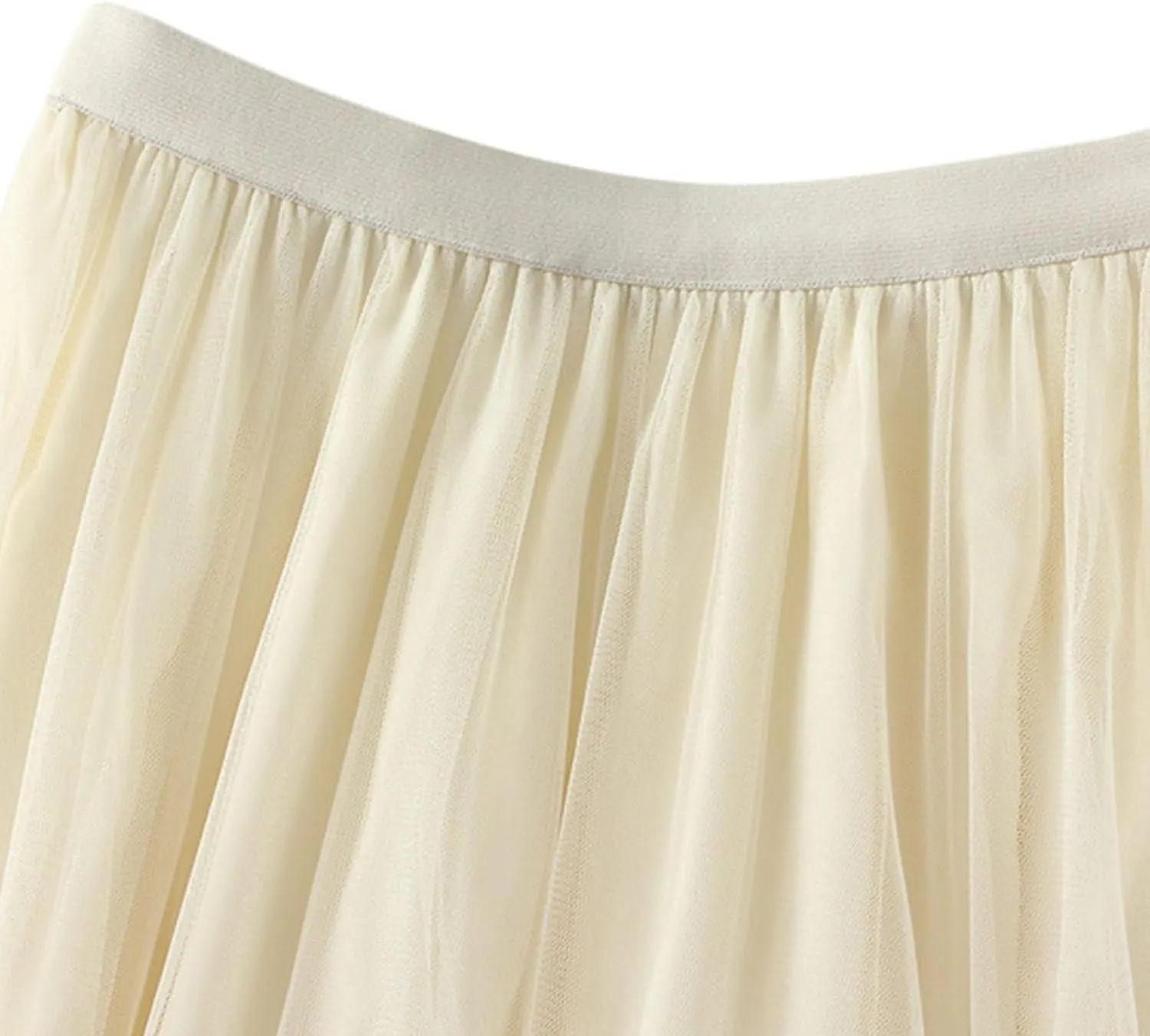 Women Maxi Tutu Tulle Skirt Elastic High Waist Layered Skirt Mesh A-Line Midi Skirt Pleated Cocktail Party Skirts