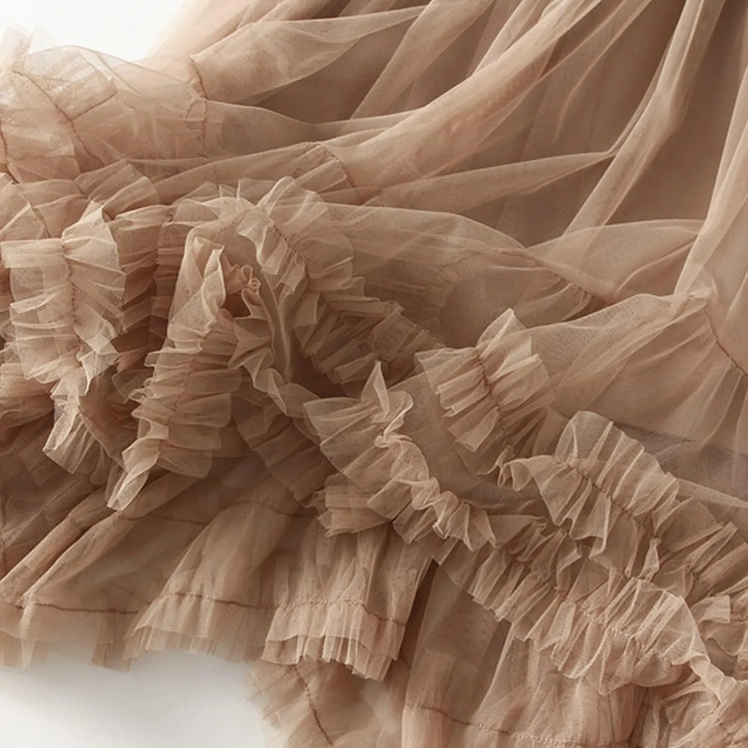 Women Maxi Tutu Tulle Skirt Elastic High Waist Layered Skirt Mesh A-Line Midi Skirt Pleated Cocktail Party Skirts
