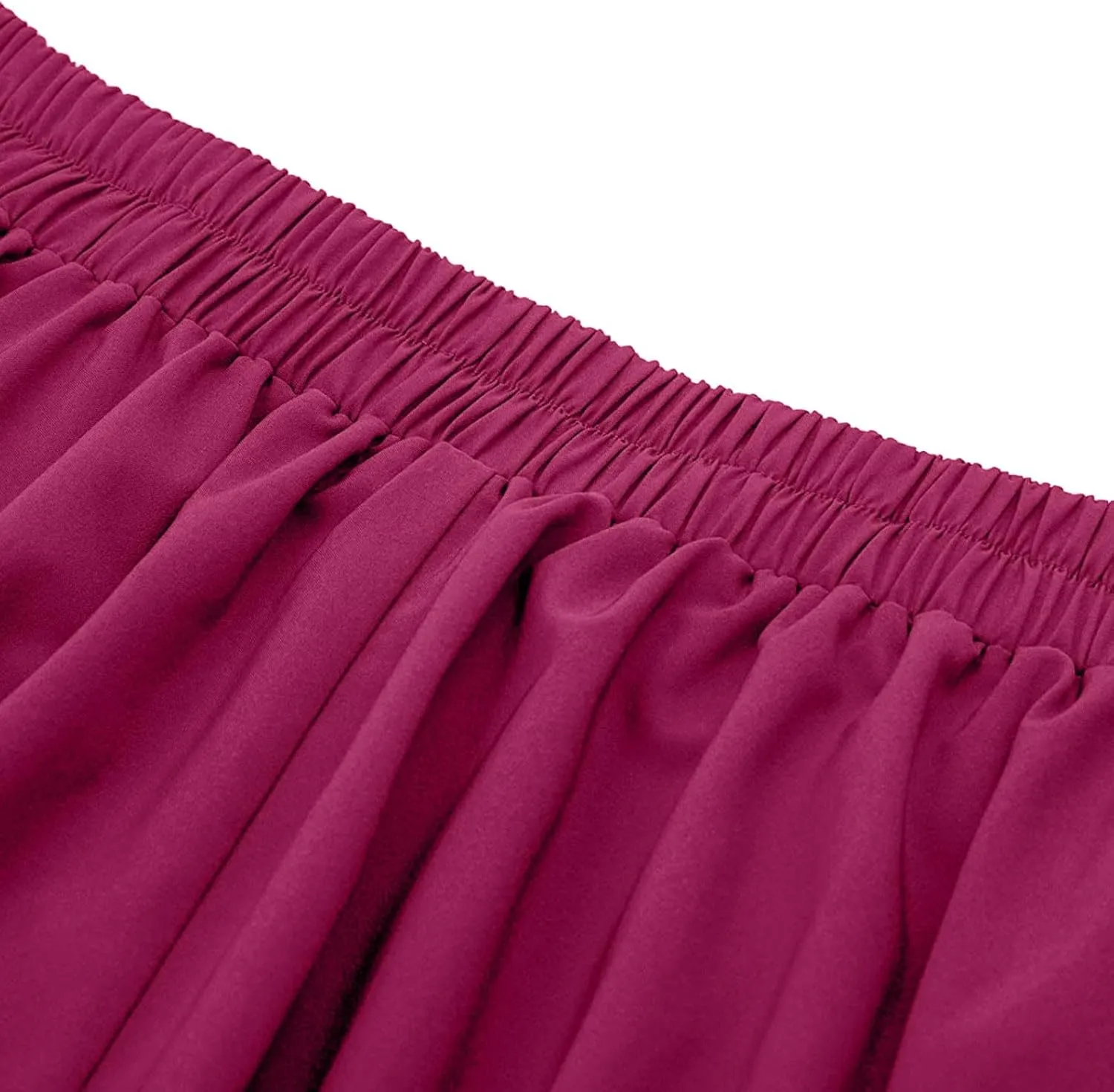 Women Midi Skirt Button High Waisted Elastic Casual Solid Color Pleated Knee Length Flowy A Line Skirts