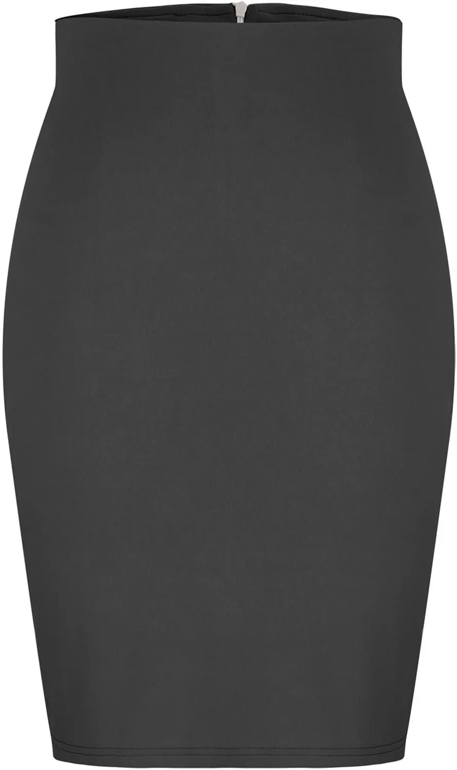 Women Ribbed Knit Mini Skirt High Waist Stretchy Bodycon Slim Lightweight Casual Black Sexy Party Knee Length Skirt
