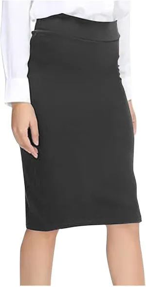 Women Ribbed Knit Mini Skirt High Waist Stretchy Bodycon Slim Lightweight Casual Black Sexy Party Knee Length Skirt