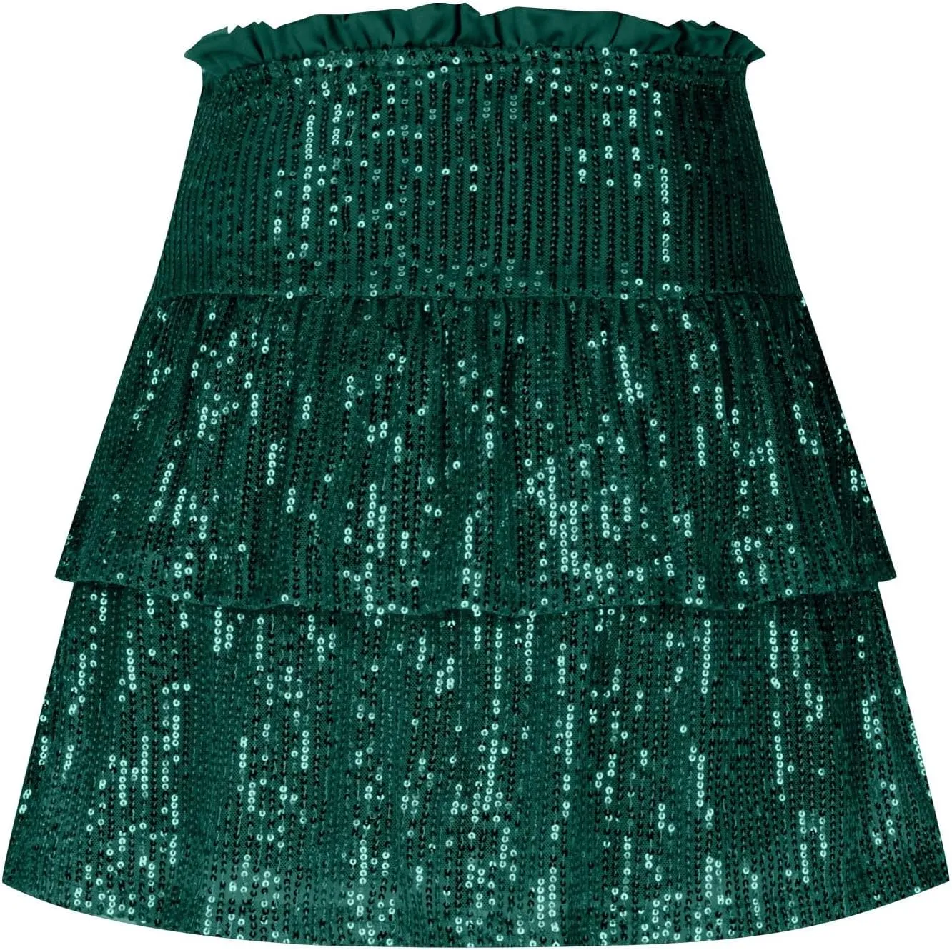 Women Sequin Skirt Sparkly Cute High Waist Ruffle Flowy Shiny Glitter Y2K Mini Short Skirts Night Out Club Party