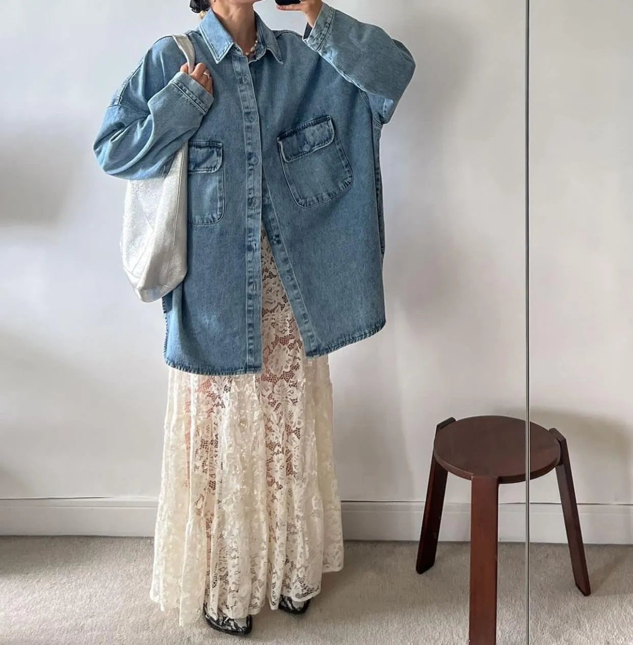 Women Sexy See Through Floral Lace Long Skirt Summer Y2k Solid Elastic Waist Sheer Mesh Lace Flowy Maxi Skirt