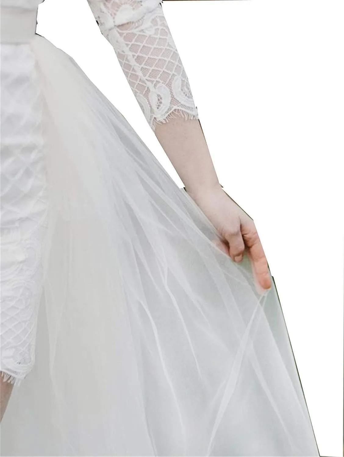 Women Wedding Maxi Tulle Skirts Detachable Train Overskirt Overlay Long Bridal