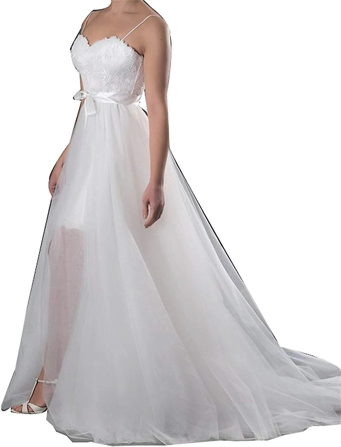 Women Wedding Maxi Tulle Skirts Detachable Train Overskirt Overlay Long Bridal