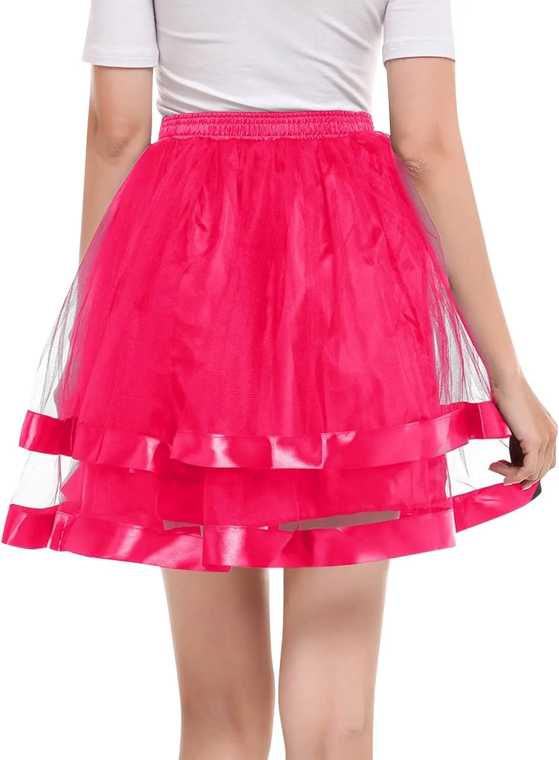 Women's 1950s Petticoat Skirts Tulle Midi Knee Length Skirt Costume Pleated Tulle Petticoat Tutu Puffy Tutu Skirt