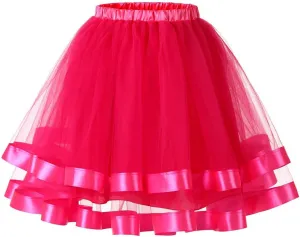 Women's 1950s Petticoat Skirts Tulle Midi Knee Length Skirt Costume Pleated Tulle Petticoat Tutu Puffy Tutu Skirt