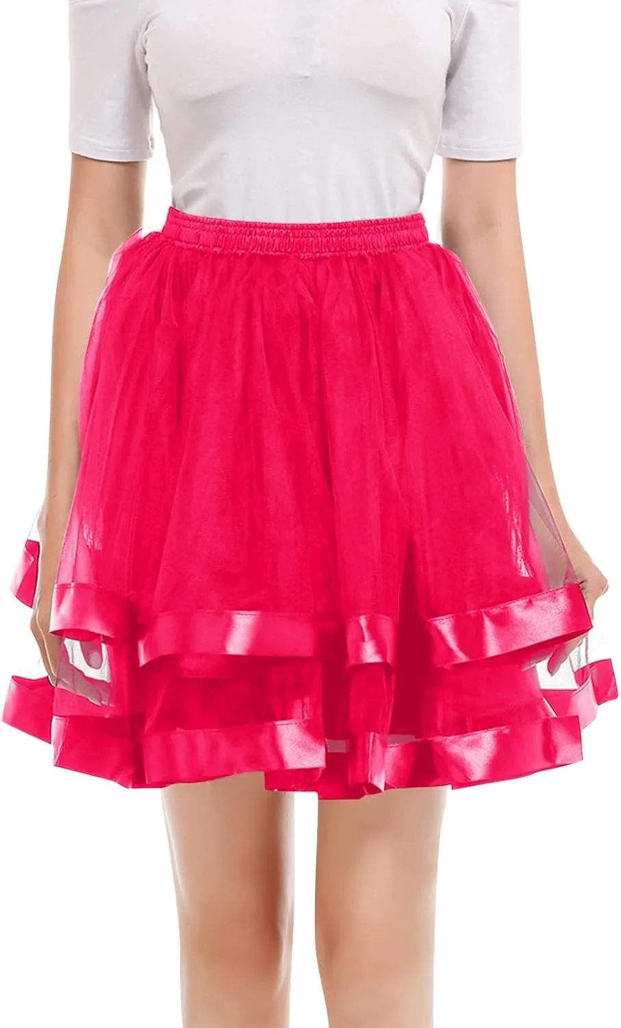 Women's 1950s Petticoat Skirts Tulle Midi Knee Length Skirt Costume Pleated Tulle Petticoat Tutu Puffy Tutu Skirt