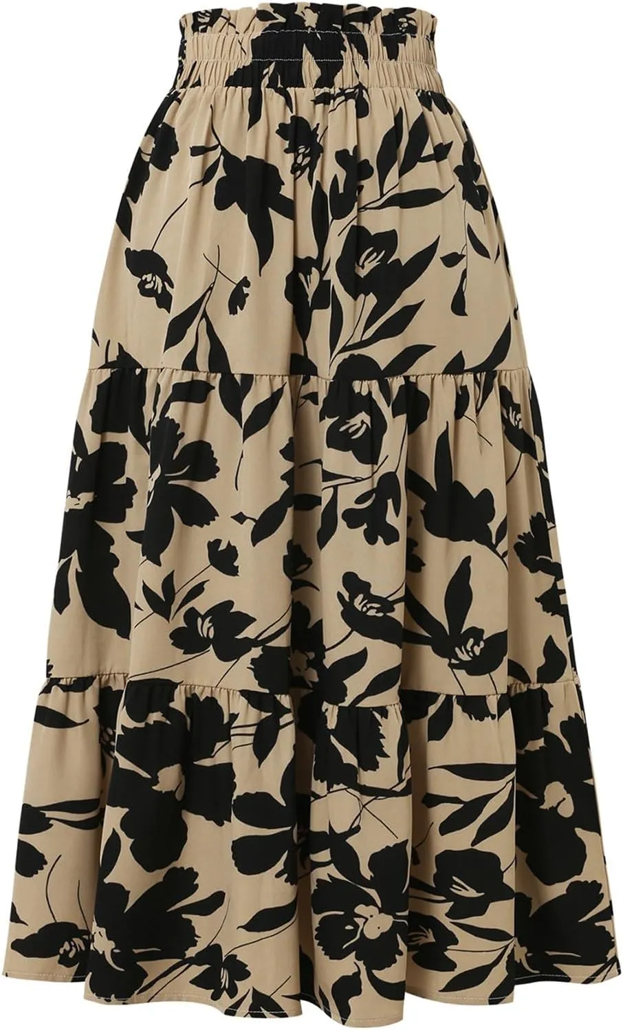 Women's 2025 Spring High Waist Floral Pleated A Line Boho Beach Casual Swing Long Skirts, S-XL