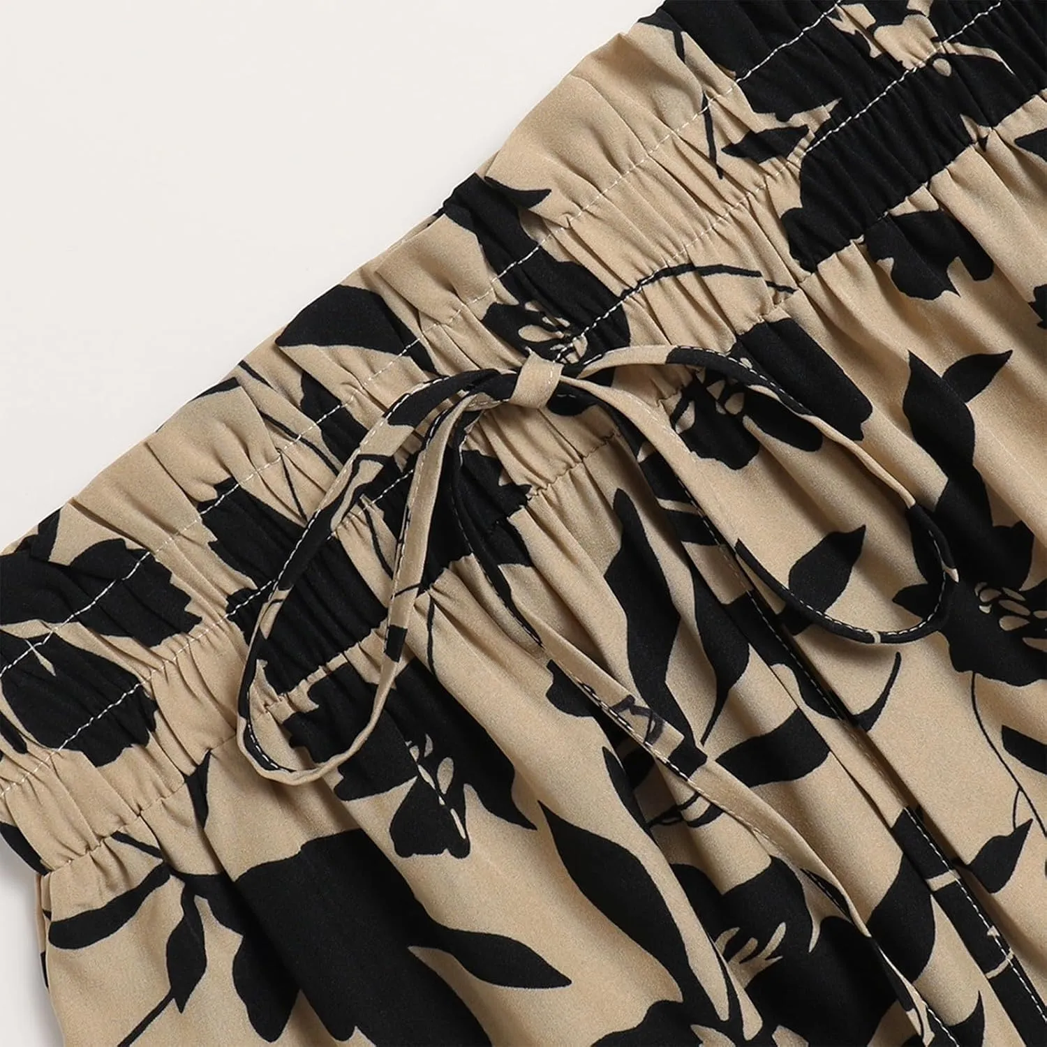 Women's 2025 Spring High Waist Floral Pleated A Line Boho Beach Casual Swing Long Skirts, S-XL