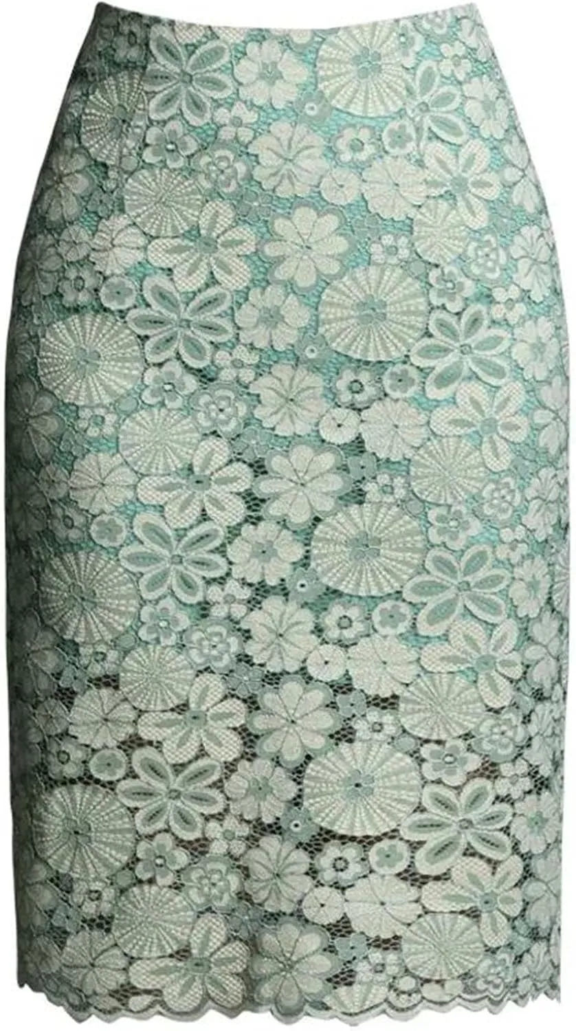 Women's 2025 Spring Summer Lace Skirts Elegant High Waist Back Split Crochet Office Ladies Midi Pencil Skirt