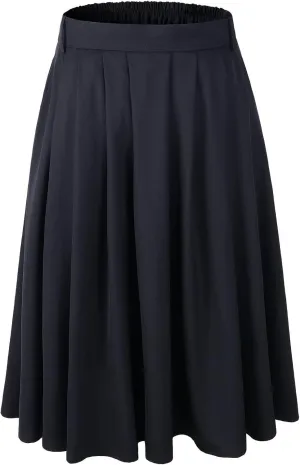 Womens A-line Flared Pleated Knee Length Skirt 1950s Vintage Rockabilly Swing